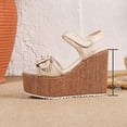 thumbnail image 5 of Rokment Extra Chunky Heeled Platform Dressy Sandals for Women 2026 Fashion Casual Buckles Braided Leather Ultra Wedge High Heels Dress Shoes Summer Vacation Beige Size 6, 5 of 5