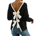 thumbnail image 4 of Comdrip Sweater with Bows, Women's 2025 Fall Crewneck Sweater Long Sleeve Casual Cute Bow Chunky Knit Sweater Tops Cute Sweaters Black XL, 4 of 9