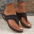 thumbnail image 6 of Crunowin Women's Wedge Heel Flops, Beach Style Sparkly Design Plus Size Warm Weather Sandals Black, 6 of 7