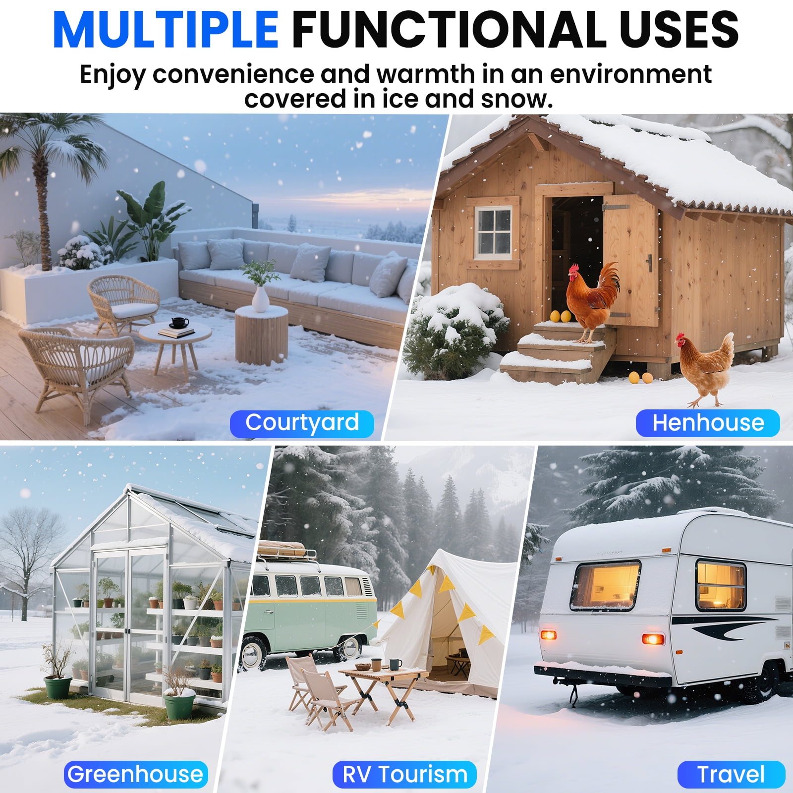 15FT Heated Water Hose for RV - Freeze Protection Down to -45°F, Food-Grade Safe Material, Smart Temperature Control, Ideal for RV, Camping, and Home
