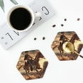 thumbnail image 4 of Lsque Western Skeleton Cowboy Horse Pattern 4" Drink Coasters Set of 4, PVC Leather Absorbent Coasters, Table Coaster Set Decorative Coffee Cup Coasters Housewarming Gift -Hexagon, 4 of 6