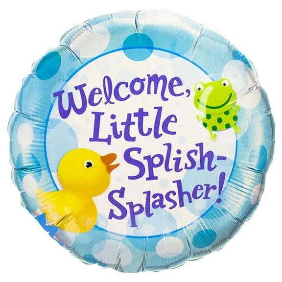 18 inch Welcome Little Splish - Splasher! Qualatex Foil Mylar Balloon - Party Supplies Decorations
