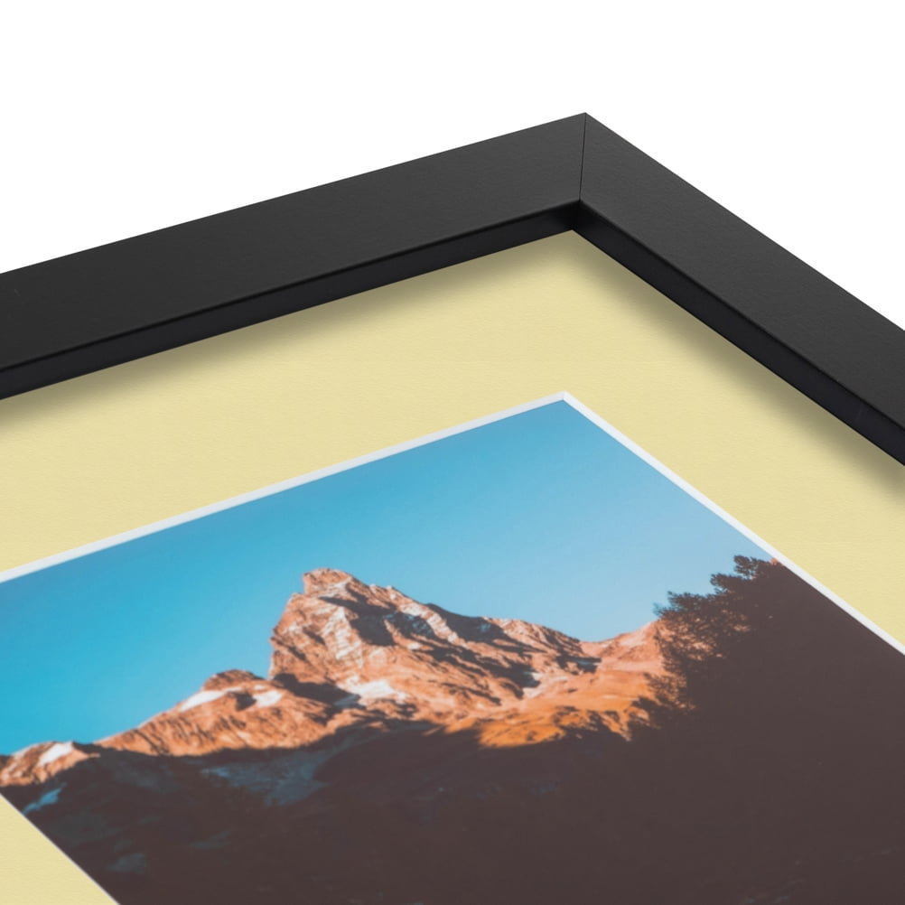 ArtToFrames 16x22 Matted Picture Frame with 12x18 Single Mat Photo Opening Framed in 1.25 Satin Black and 2 Buttercup Mat (FWM-3926-16x22)