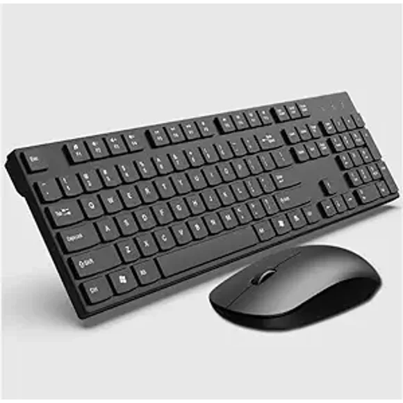 Ergonomic Wireless Keyboard and Mouse Combo, 2.4G Full Sized Ergonomic Keyboard, 12 Short-Cut Keys and Quiet Click Mouse for Laptop, Mac, Windows, Desktop - Black