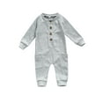 thumbnail image 2 of xiaxaixu Bébés Casual Romper, Col Rond Uni Combinaison à Manches Longues, 2 of 9