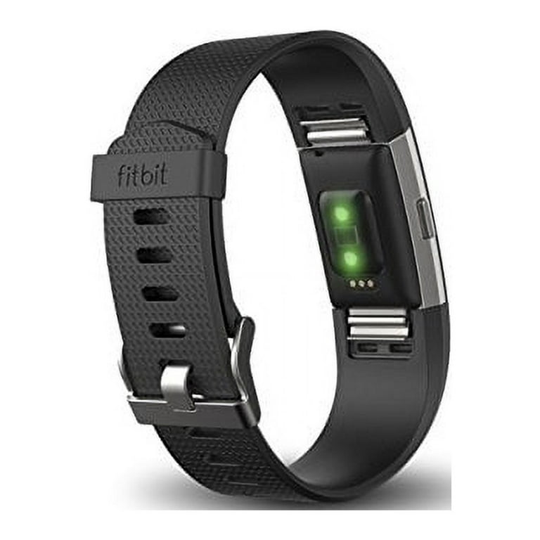 Fitbit Charge 2 Silver Large Wireless Fitness Activity Tracker with Heart Rate Sleep Step Tracking Black Band Walmart