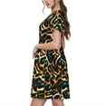thumbnail image 2 of Balery Teal Leopard Vestidos sueltos de manga corta para mujer, vestidos de verano 2025, vestidos casuales de corte A con vuelo., 2 of 6