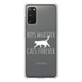 thumbnail image 1 of DistinctInk Clear Shockproof Hybrid Case for Galaxy S20 ULTRA / 5G (6.9" Screen) - TPU Bumper Acrylic Back Tempered Glass Screen Protector - Boys Whatever, Cats Forever, 1 of 2