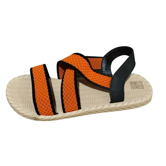 Lovskoo 2024 Women's Sandals Comfortable Dressy Summer Bohemian Shoes Open Toe Spring Flat Soft Soled Roman Sandals Beach Shoes Orange