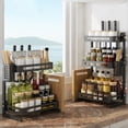 thumbnail image 3 of TFixol Spice Rack Organizer 2-Tier Countertop Organizer Utensil Holder Freestanding Shelf Organizer for Jars Bottles Cutlery Chopping Board with 3 Hooks, 3 of 6