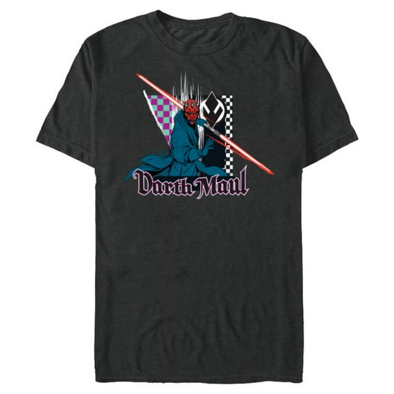 Star Wars Darth Maul Dark Side Villains Sith Checkered - Short Sleeve Blended T-Shirt for Adults - Customized-Dark Heather
