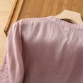 thumbnail image 5 of Lovskoo Cotton Linen Shirts for Women 3/4 Sleeve V Neck Casual Summer Tops Loose Tee Shirts Blouse Purple, 5 of 9