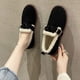 thumbnail image 5 of Zapatos de mujer de piel y cuero, todo en uno, cálidos, con suela gruesa y acolchado de algodón, forrados con vellón, engrosados, sin cordones, estilo retro, Boken, 5 of 6