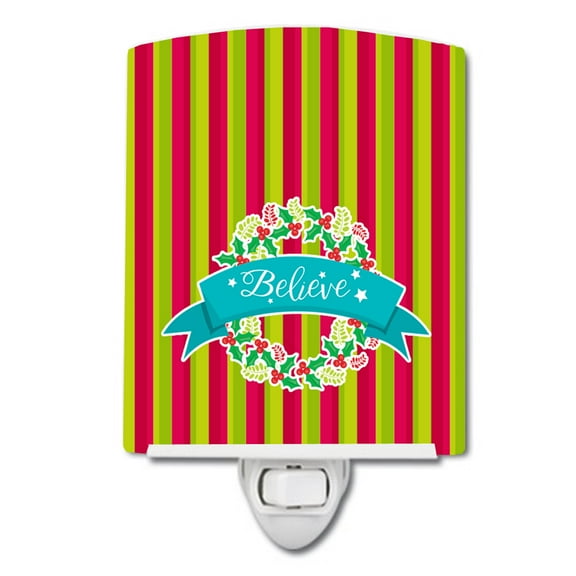 Christmas Wreath Believe Ceramic Night Light