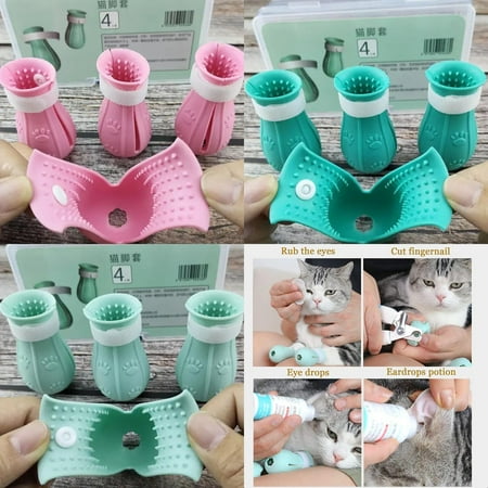 Soft Comfortable and Adjustable Anti-Scratch Protective Cat Claw Shoes - Premium Durable Pet Wash Supplies for Ultimate Comfort and Grooming Cats - Complete Nail Cover Protector to Prev