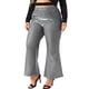thumbnail image 1 of Pantalones metálicos brillantes de talla grande para mujer GRACE & GRANDEUR, pantalones de pierna ancha de cintura alta, pantalones palazzo para club 1X plateado, 1 of 1