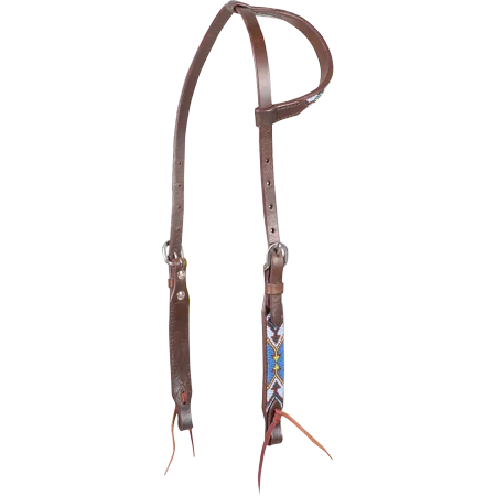 Cashel SLIP EAR BEADED Headstall Blu/Grn