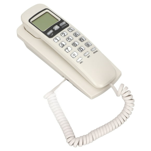 Téléphone Mural Filaire Calendrier Multifonctionnel Écran LCD Identification de l'Appelant Ligne Fixe avec Boutons pour Maison Bureau