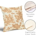 thumbnail image 2 of French Country Pillow Covers Set of 2 18x18 Inch Vintage Fall Toile Orange Beige Cotton Linen Polyester Decorative Throw Pillow Case Cushion Cover for Bedroom Sofa Living Room Couch Chair Office, 2 of 6