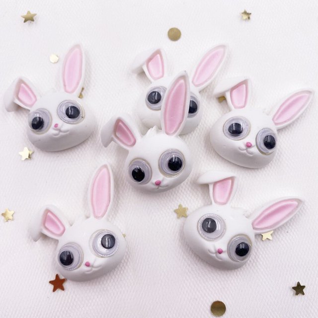 Pintura a mano de resina con ojos móviles, animales de colores bonitos, cabujón plano, álbum de recortes de piedra, embellecedores de Halloween para manualidades, 10 Uds.