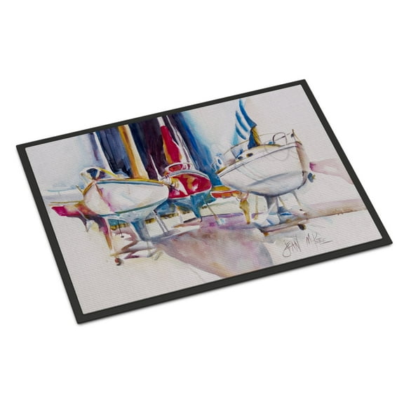Carolines Treasures JMK1039JMAT Sailboats in Dry Dock Door Mat Indoor Rug or Outdoor Welcome Mat 24x36 Doormat 24H X
