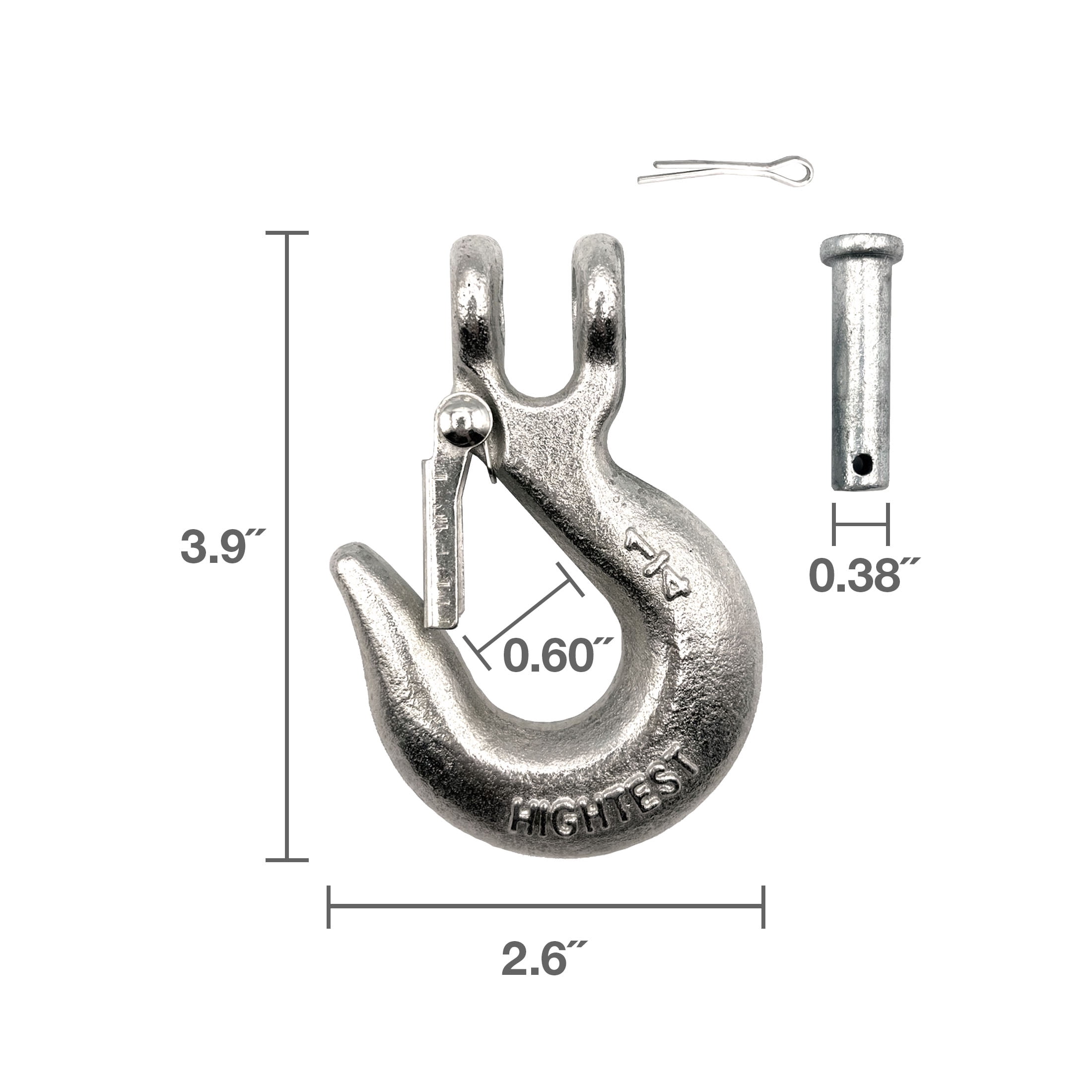 1/4" Clevis Slip Hook with Latch, Peerless Chain Company, #4716238CS, Steel, Silver