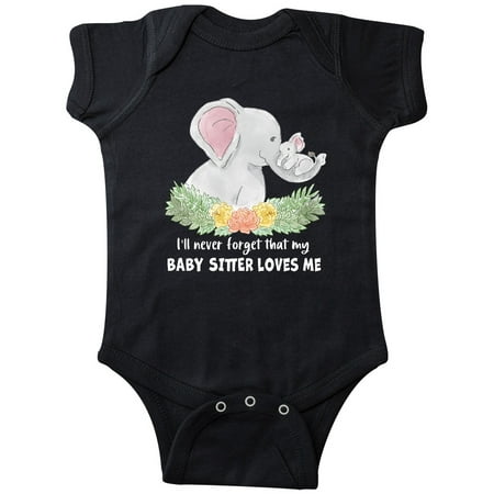 

Inktastic I ll Never Forget That my Baby Sitter Loves Me Cute Elephant Gift Baby Boy or Baby Girl Bodysuit