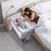 Bedside Bassinet for Baby with Bed Mattress and Storage Bedside Sleeper Bassinet for Newborn Infant Grey
