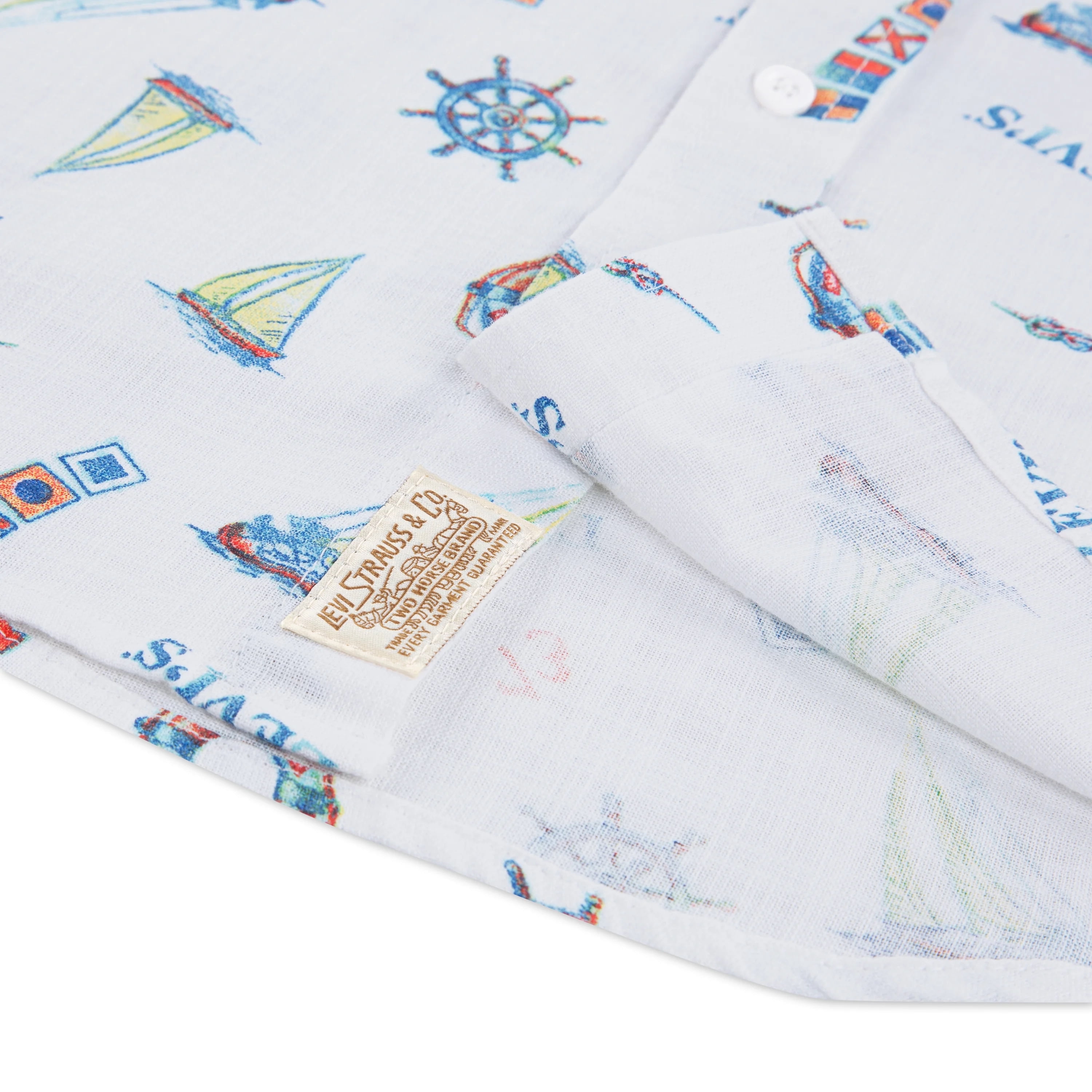Levi's Boys' Print Textured Button Up Cotton Shirt with Short Sleeves, Sizes 8-20