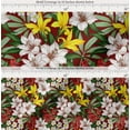 thumbnail image 2 of Soimoi Red Cotton Voile Fabric Leaves & Lily Floral Printed Fabric 1 Yard 56 Inch Wide, 2 of 7