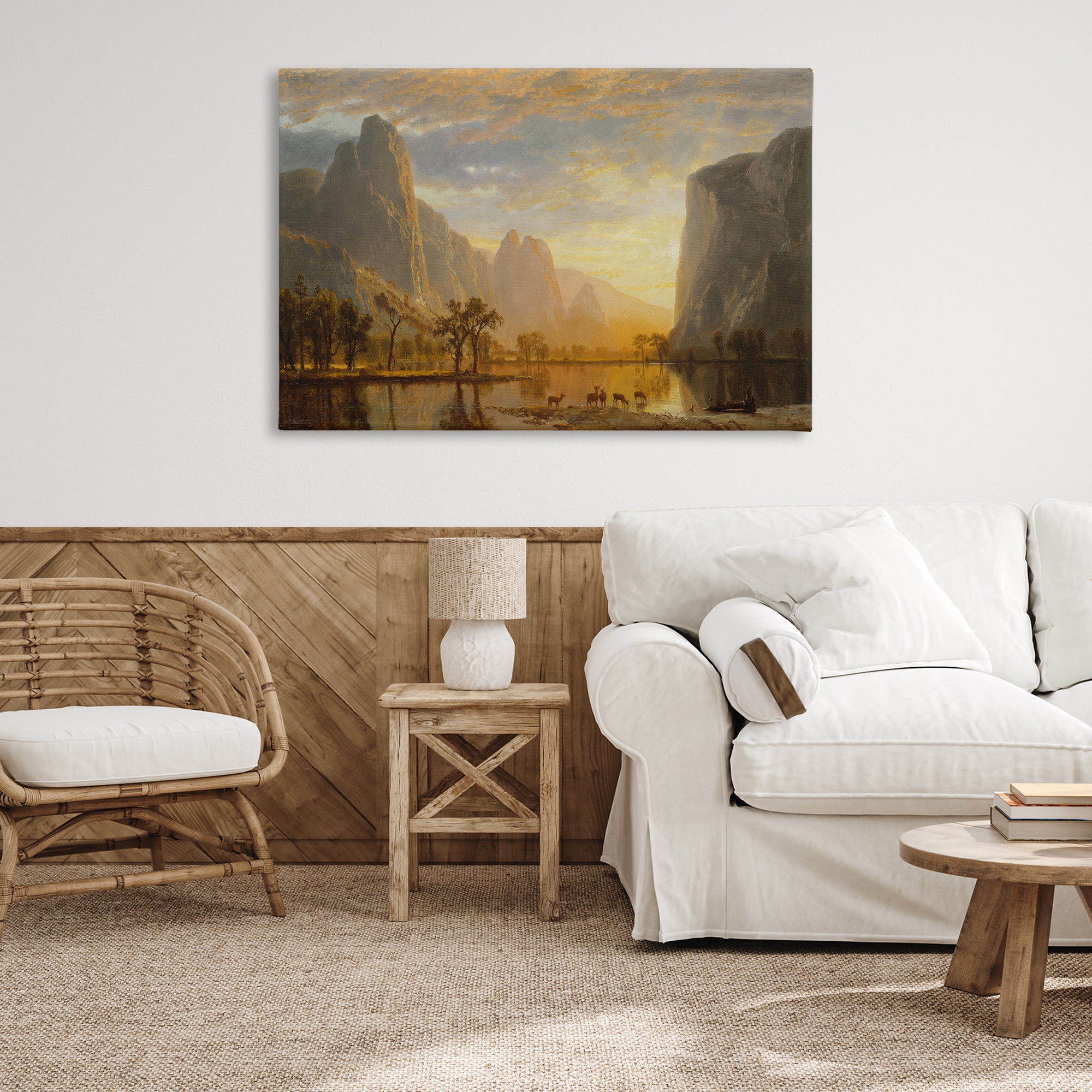 Stupell Industries Classic Bierstadt Yosemite Landscape Landscape & Nature Painting Wrapped Canvas Art Print Wall Art, 45 x 30