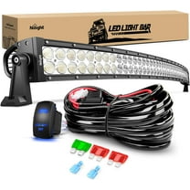 Nilight 52Inch 300W Curved Spot Flood Combo Led Light Bar Off Road Driving Boat Fog Lights 12V On/Off 5 Pin Rocker Switch Power 12AWG Wiring Harness Kit-1 Lead for Trucks