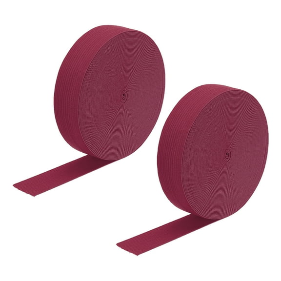 2pcs Elastic Bands for Sewing 1" 10 Yards Burgundy Red Knit Elastic Spool High Elasticity for Wigs, Waistband
