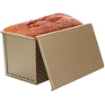 thumbnail image 2 of Pour 450g de pain grillé moule de cuisson de pain gâteaux de pâtisserie moule de cuisson de pain moule de cuisson avec couvercle (vague rectangle d'or), 2 of 5