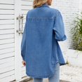 thumbnail image 5 of YODETEY Women's Denim Pullover Casual Button Shirts, Loose Fit Long Sleeve Jean Jacket With Pocket, A Light Blue Women's S, 5 of 7