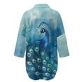 thumbnail image 5 of Xoenoiee Blue Peacock Print Women Swimsuit Coverup Shirt Dress Button Down Bathing Suit Cover Up V Neck Beach Vacation Outfits with Pocket, 3XL, 5 of 7