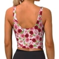 thumbnail image 3 of Xecao Rose Flowers for Sports Bra with Removable Pads, Crop Tank Top Design, Women's Longline Sports Bra - Non-Wired - Large, 3 of 9