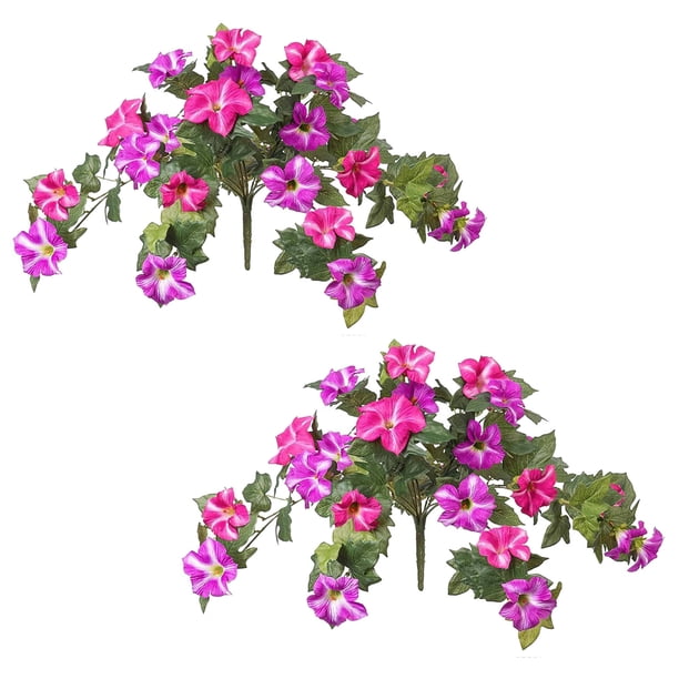 Decoración de patio al aire libre, plantas de flores artificiales, petunias, enredaderas de flores colgantes para pared, plantas de decoración para el hogar, decoración de bodas