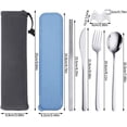 thumbnail image 2 of 6 Pcs Portable Stainless Steel Flatware Set, Travel Reusable Utensils Set Cutlery Set Including Knife Fork Spoon Chopsticks Carry Case for School, Office, Camping, Picnic(Sliver), 2 of 8