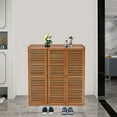 thumbnail image 3 of 7-Tier Brown Entryway Bamboo Shoe Rack Organizer 3-Door Shoe Cabinet Density Board for Foyer, Entrance, 3 of 24