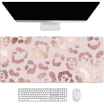 Rose Gold Leopard Texture Desk Mat, Desk Accessory, Cute Workspace, Trendy Workspace, Trendy, 35.4x15.7in Large Gaming Mouse Pad, Cute Desk Topper, Pretty Desk Pad