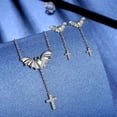 thumbnail image 5 of Halloween Bat & Cross Necklace Earrings Jewelry Set Silver-Plated - Women Gothic Statement Jewelry Halloween Party Cosplay Accessories, 5 of 6