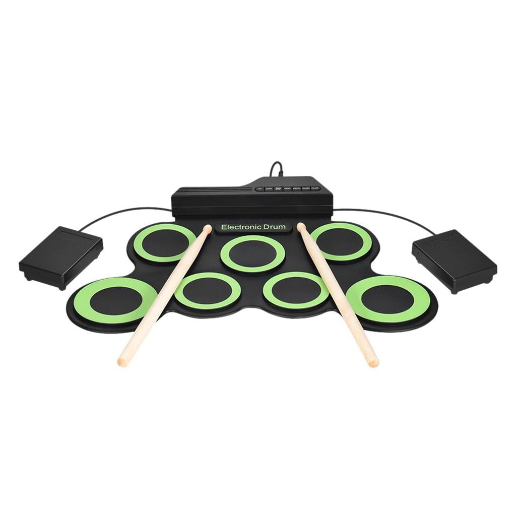 LeeQinersw USB Hand Roll Up Drum Pad Kit with Built-in Speaker Drum Pedals Drum Sticks - , 2