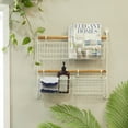 thumbnail image 2 of DecMode 21" White Metal 3 Hanging Baskets Wall Mounted Magazine Rack Holder, 2 of 7