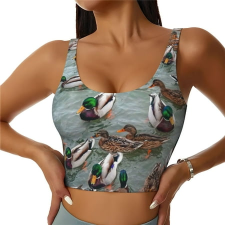 Matuu Mallard Ducks Swimming for Women s Sports Bra - Soft  Comfortable and Breathable Sports Vest for Yoga  Fitness  and Dance-X-Large
