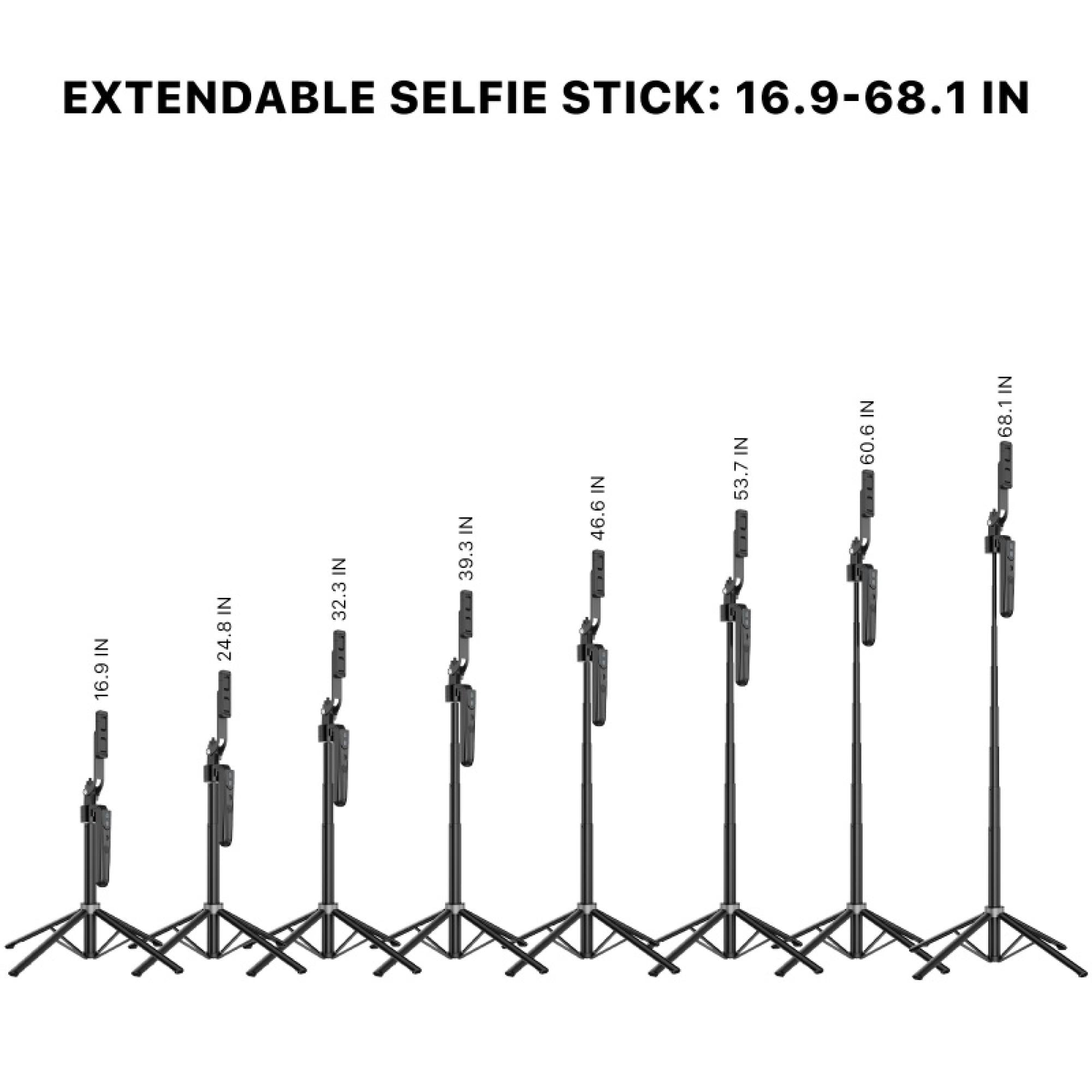 Smart Auto-Tracking Selfie Tripod with Wireless Remote & Dual Ring Lights – 360° Rotation, Face Tracking No App Need