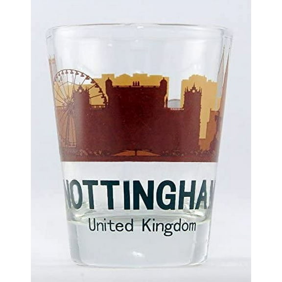 Nottingham United Kingdom Sunset Skyline shot glass