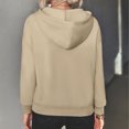 thumbnail image 4 of Hoodie Zipper Pocket Long Sleeve Drawstring Pure Color Fashionable Hooded Tops for Women Khaki L, 4 of 6