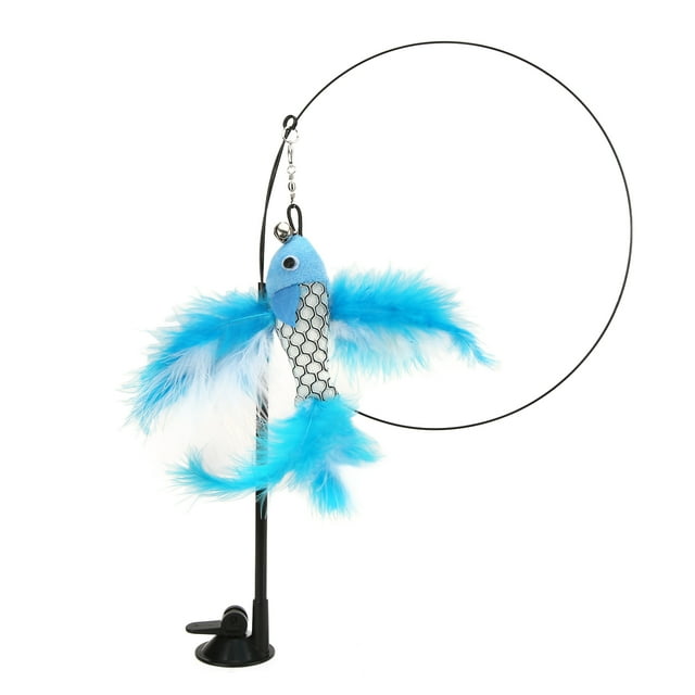 Interactive Cat Toy Feathers,Handheld Interactive Cat Feather Wand Removable Suction Cup Cat Bird Toy For Indoor Cats Cat Fishing Rod