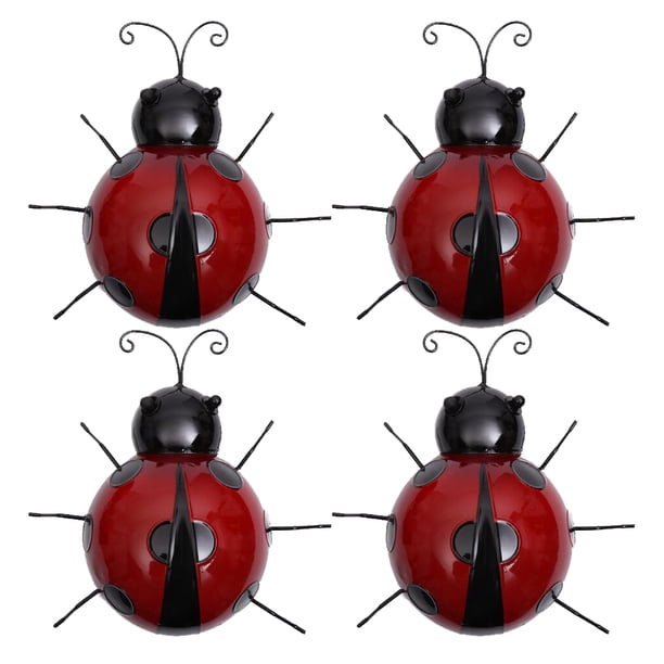 4 Piezas Adornos de Pared de Mariquita Sunnimix Escultura de pared de mariquita 10cm